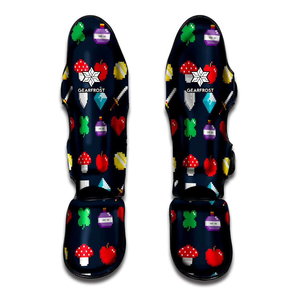 8-Bit Pixel Game Items Print Muay Thai Shin Guard