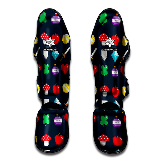 8-Bit Pixel Game Items Print Muay Thai Shin Guard