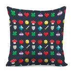 8-Bit Pixel Game Items Print Pillow Cover