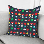 8-Bit Pixel Game Items Print Pillow Cover