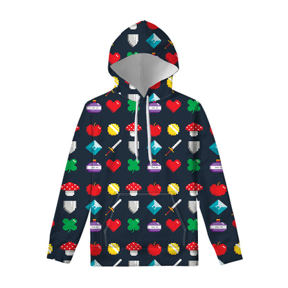 8-Bit Pixel Game Items Print Pullover Hoodie