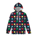 8-Bit Pixel Game Items Print Pullover Hoodie