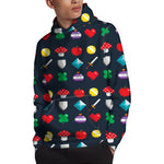 8-Bit Pixel Game Items Print Pullover Hoodie