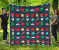 8-Bit Pixel Game Items Print Quilt