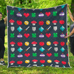 8-Bit Pixel Game Items Print Quilt