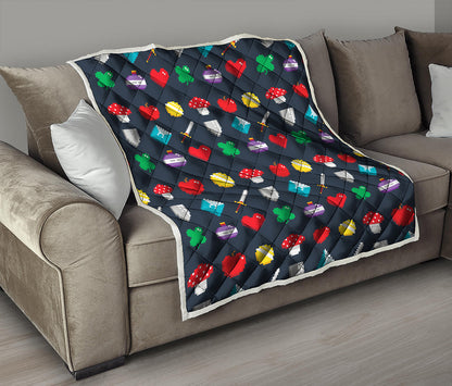 8-Bit Pixel Game Items Print Quilt