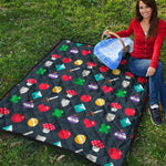 8-Bit Pixel Game Items Print Quilt