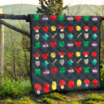 8-Bit Pixel Game Items Print Quilt