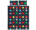8-Bit Pixel Game Items Print Quilt Bed Set
