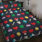 8-Bit Pixel Game Items Print Quilt Bed Set
