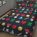 8-Bit Pixel Game Items Print Quilt Bed Set