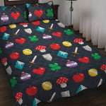 8-Bit Pixel Game Items Print Quilt Bed Set