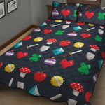 8-Bit Pixel Game Items Print Quilt Bed Set