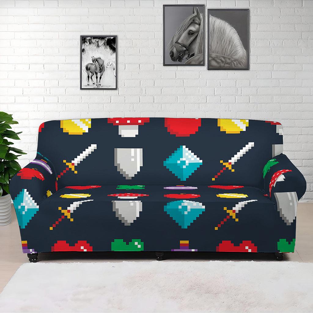 8-Bit Pixel Game Items Print Sofa Cover