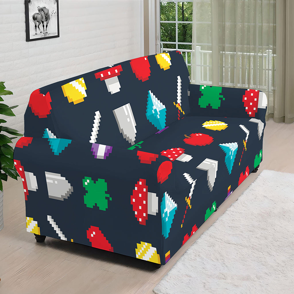 8-Bit Pixel Game Items Print Sofa Cover
