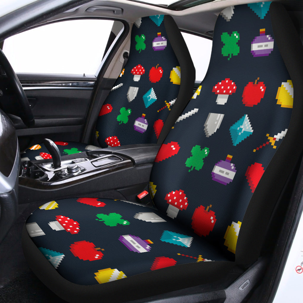 8-Bit Pixel Game Items Print Universal Fit Car Seat Covers