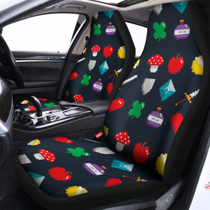 8-Bit Pixel Game Items Print Universal Fit Car Seat Covers