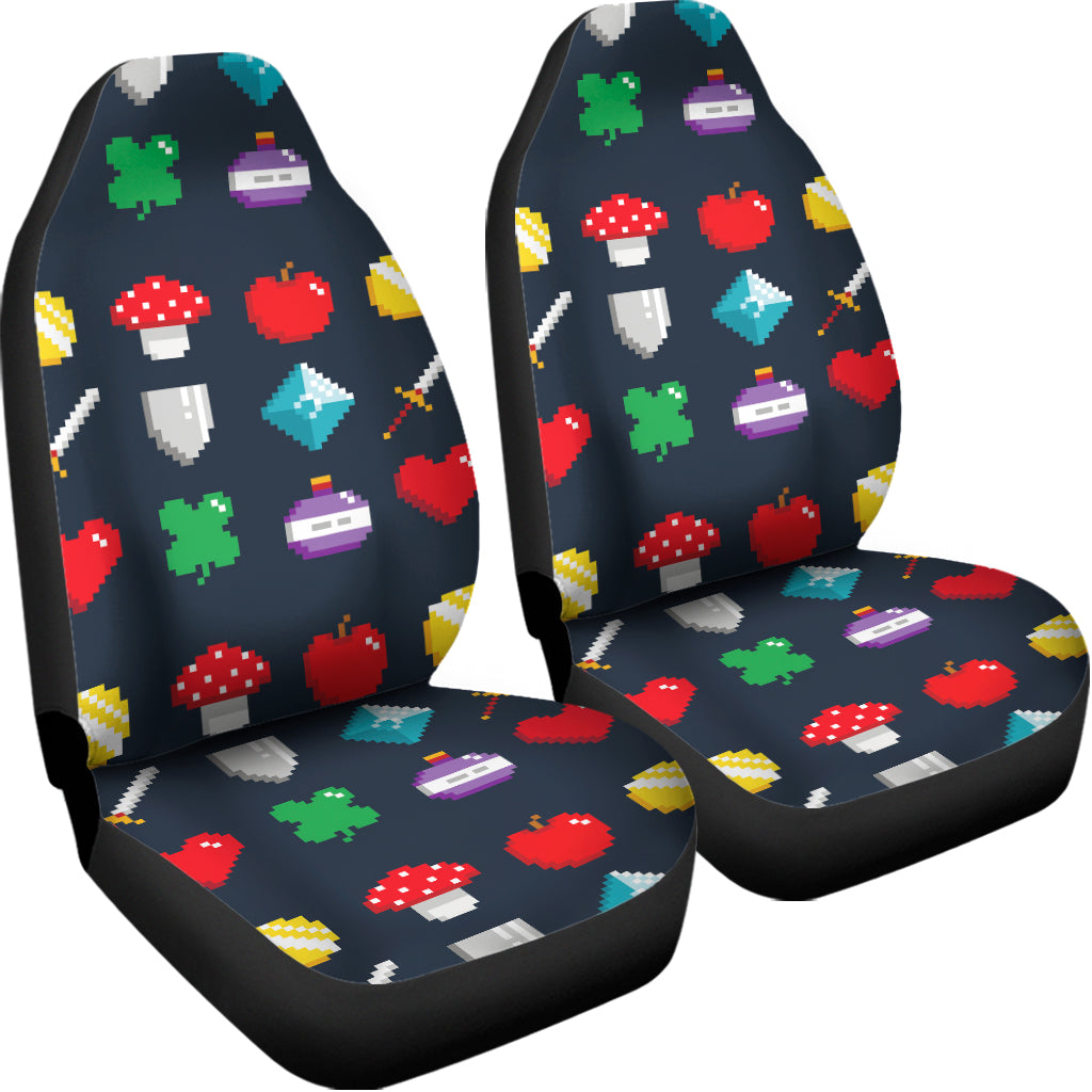 8-Bit Pixel Game Items Print Universal Fit Car Seat Covers