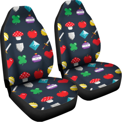 8-Bit Pixel Game Items Print Universal Fit Car Seat Covers