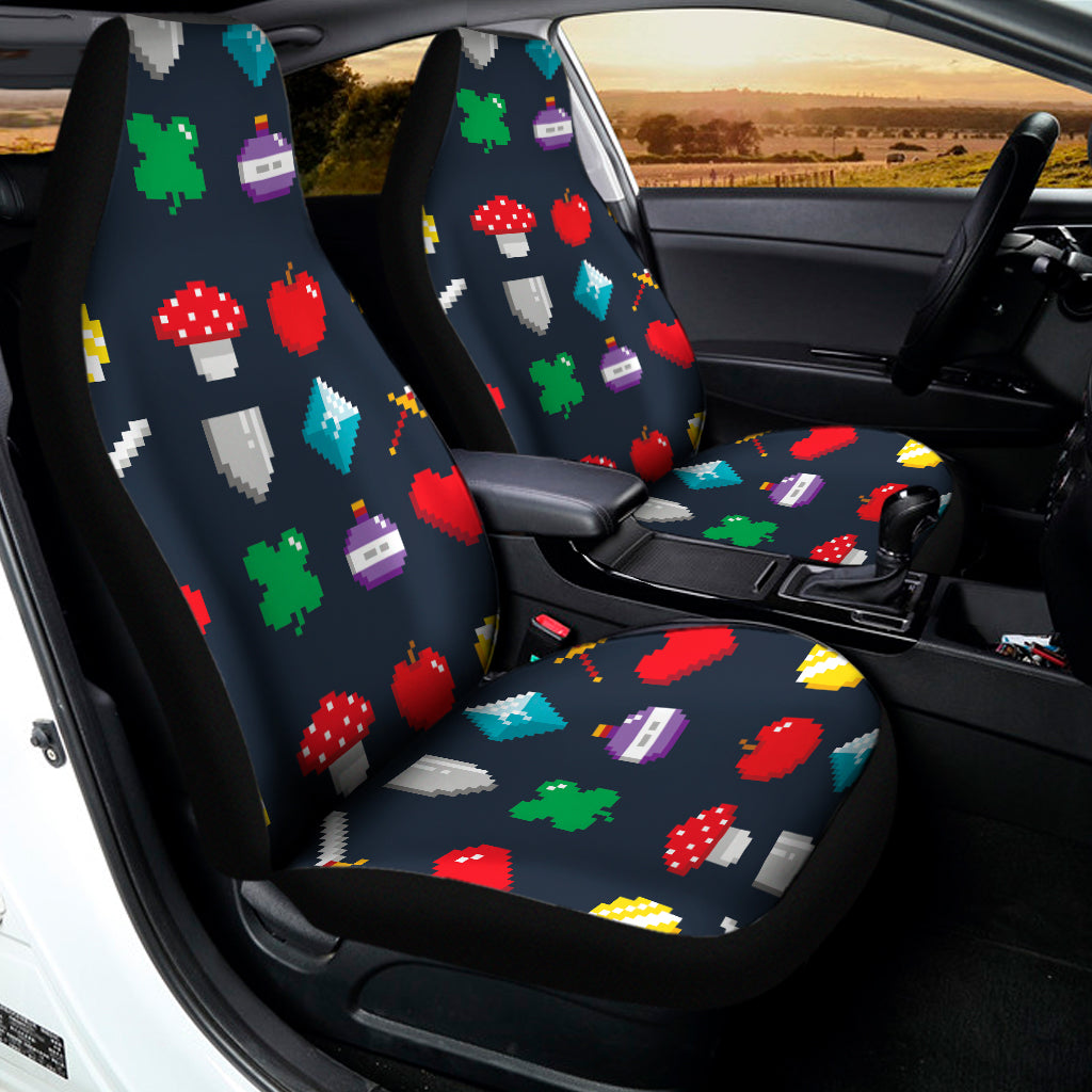 8-Bit Pixel Game Items Print Universal Fit Car Seat Covers