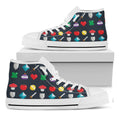 8-Bit Pixel Game Items Print White High Top Sneakers