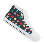 8-Bit Pixel Game Items Print White High Top Shoes