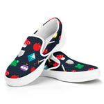 8-Bit Pixel Game Items Print White Slip On Shoes