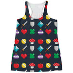 8-Bit Pixel Game Items Print Women's Racerback Tank Top