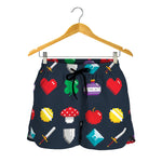 8-Bit Pixel Game Items Print Women's Shorts