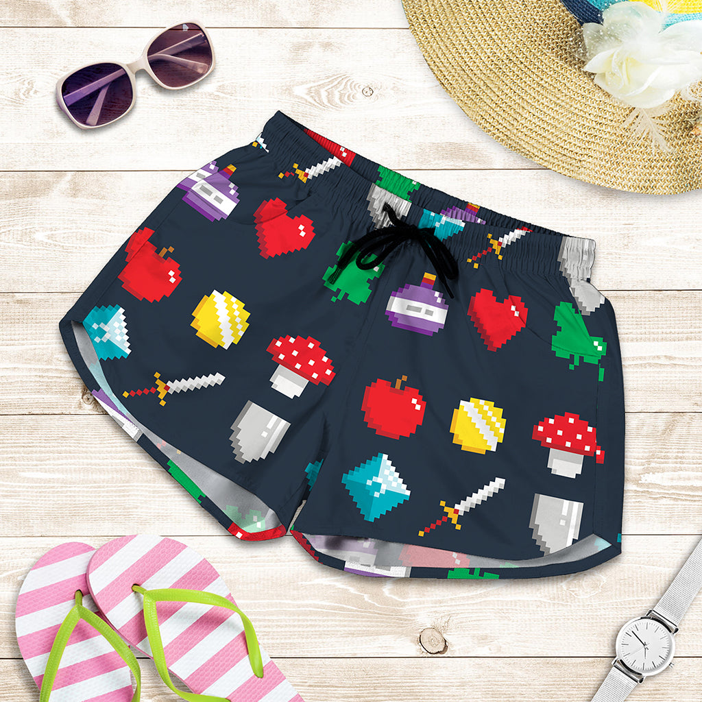 8-Bit Pixel Game Items Print Women's Shorts