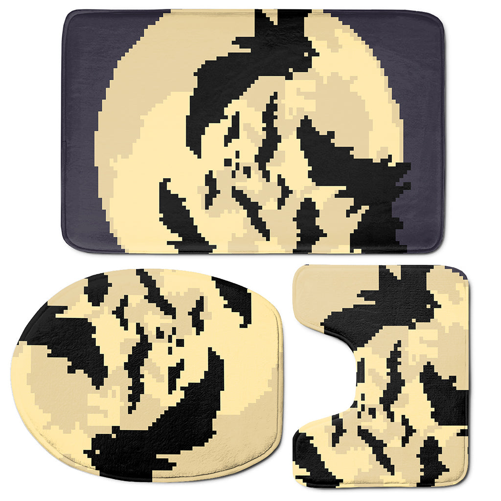 8-Bit Pixel Halloween Bat Print 3 Piece Bath Mat Set