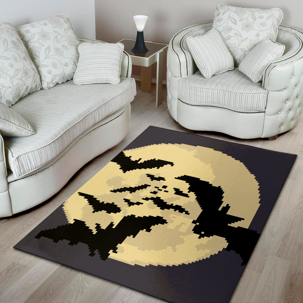 8-Bit Pixel Halloween Bat Print Area Rug