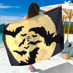 8-Bit Pixel Halloween Bat Print Beach Sarong Wrap