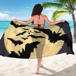8-Bit Pixel Halloween Bat Print Beach Sarong Wrap