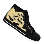 8-Bit Pixel Halloween Bat Print Black High Top Shoes