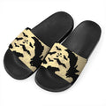 8-Bit Pixel Halloween Bat Print Black Slide Sandals