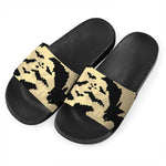 8-Bit Pixel Halloween Bat Print Black Slide Sandals