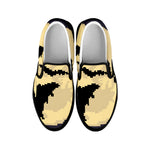 8-Bit Pixel Halloween Bat Print Black Slip On Shoes