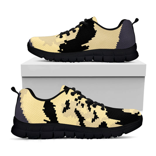 8-Bit Pixel Halloween Bat Print Black Sneakers