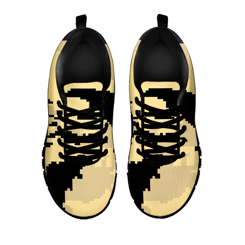 8-Bit Pixel Halloween Bat Print Black Sneakers