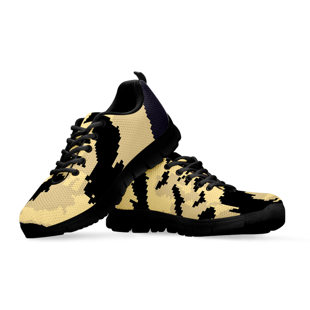 8-Bit Pixel Halloween Bat Print Black Sneakers