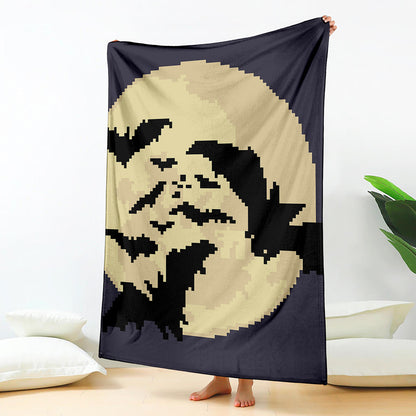 8-Bit Pixel Halloween Bat Print Blanket