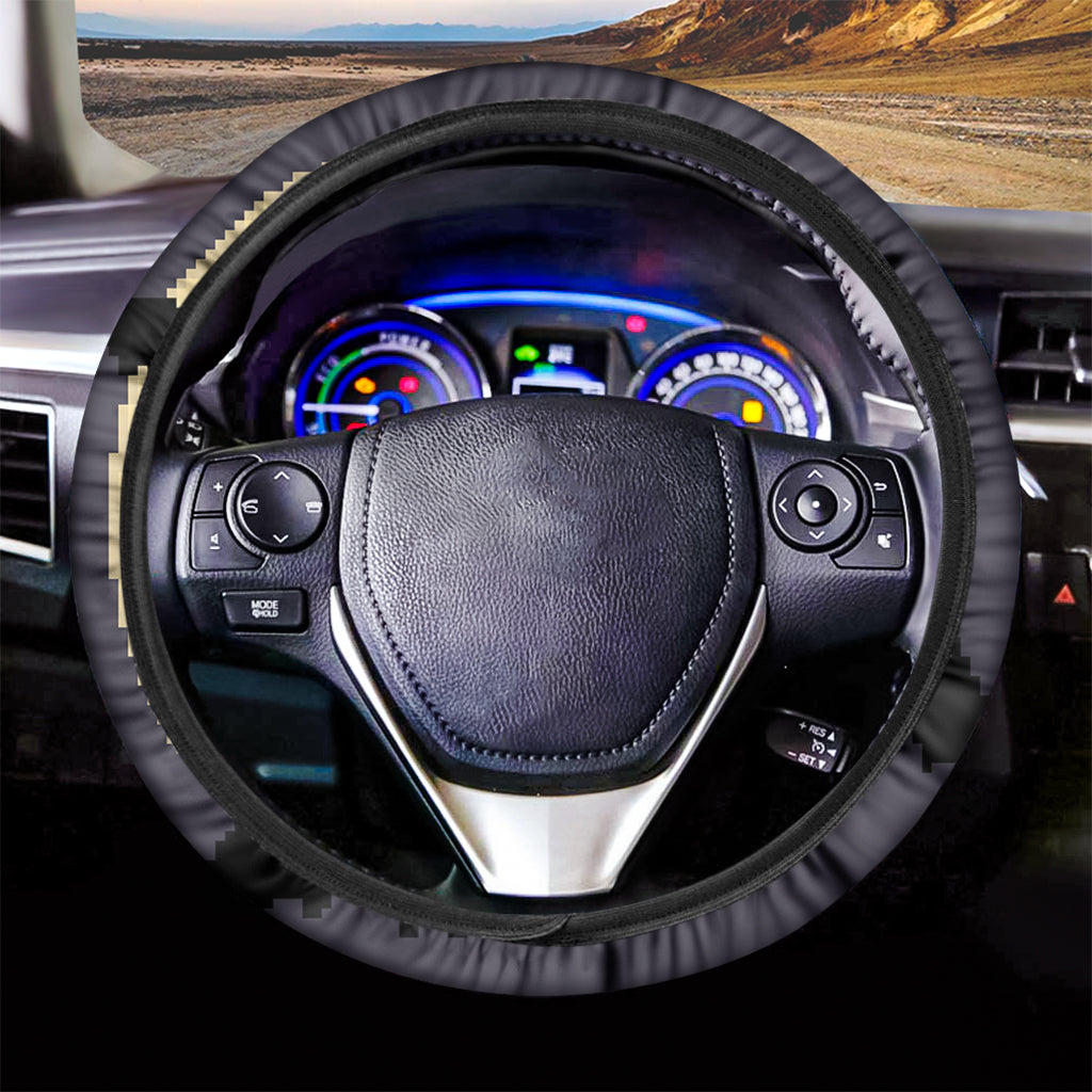 8-Bit Pixel Halloween Bat Print Car Steering Wheel Cover