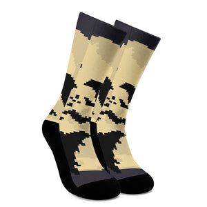 8-Bit Pixel Halloween Bat Print Crew Socks