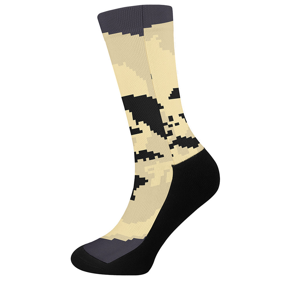 8-Bit Pixel Halloween Bat Print Crew Socks