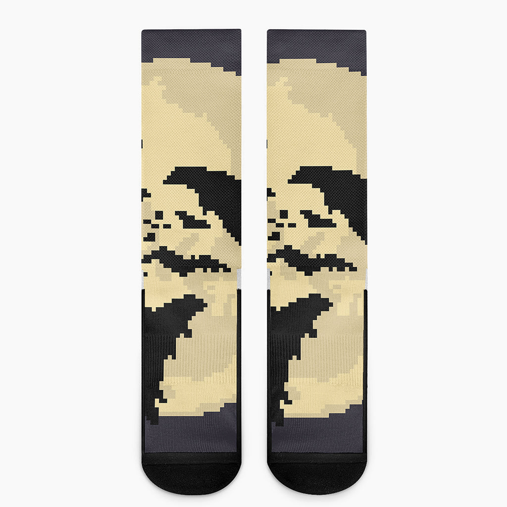 8-Bit Pixel Halloween Bat Print Crew Socks