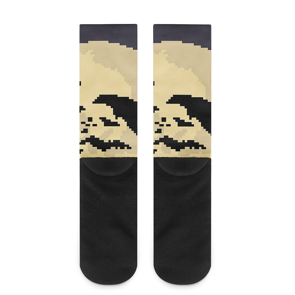 8-Bit Pixel Halloween Bat Print Crew Socks