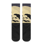 8-Bit Pixel Halloween Bat Print Crew Socks