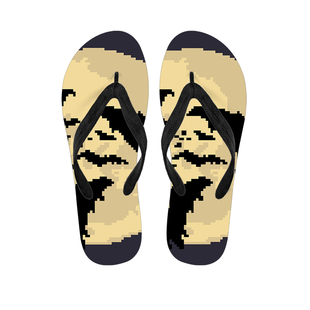 8-Bit Pixel Halloween Bat Print Flip Flops