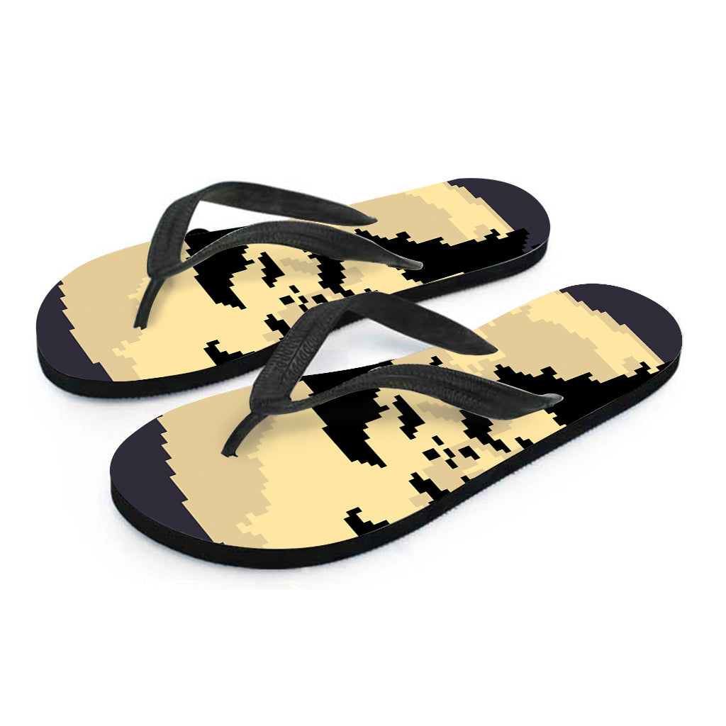 8-Bit Pixel Halloween Bat Print Flip Flops